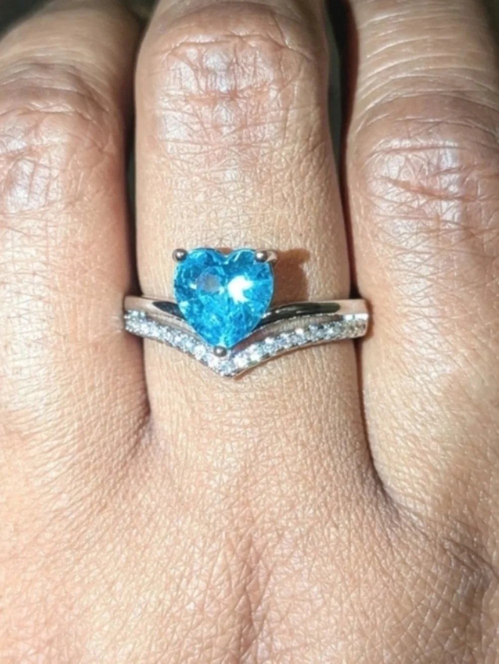 Lab-Created Blue Topaz 3ct Heart Cut Women's Engagement Ring White Gold Plated
